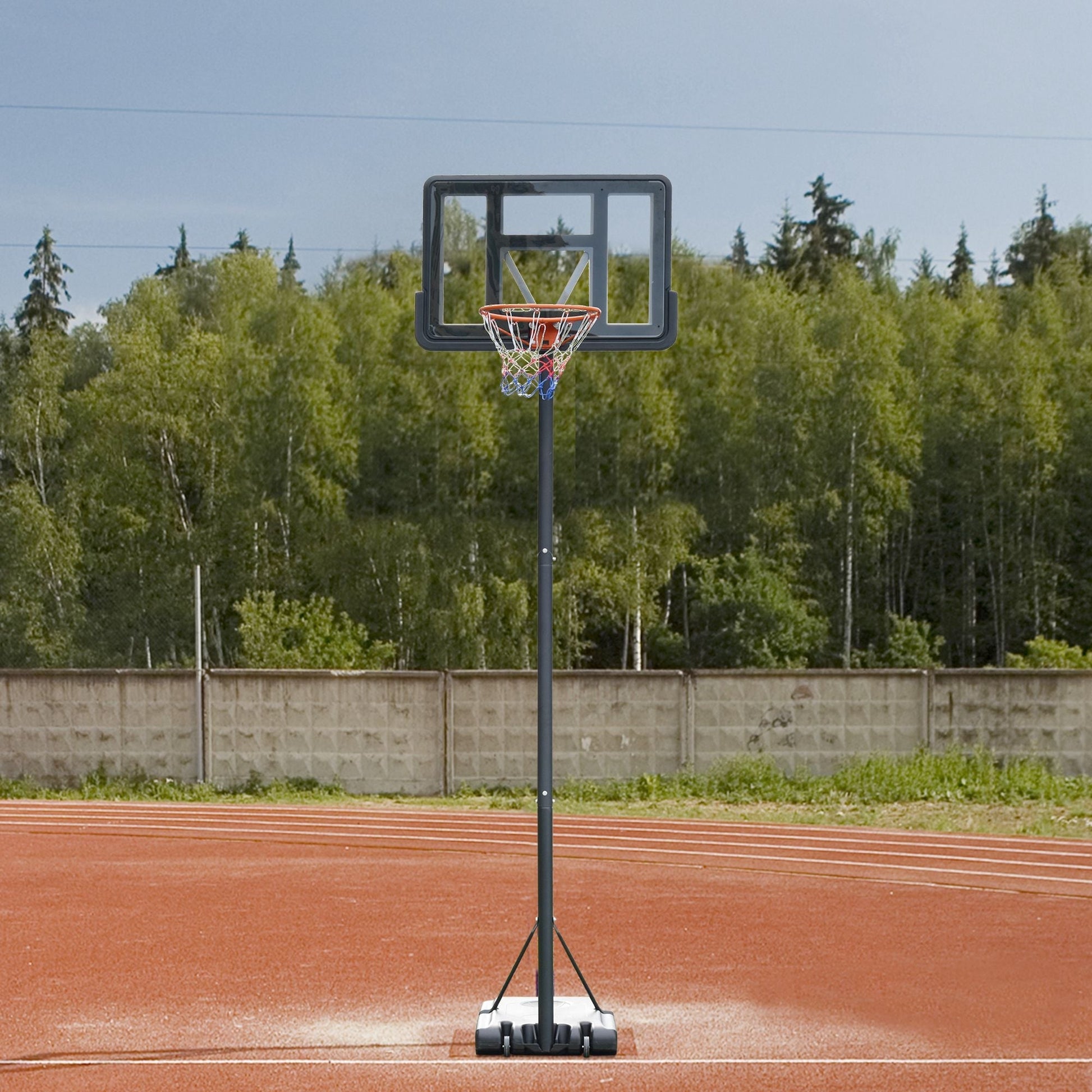 basketball basketball adjustable height 231-305cm, base with wheels and steel structure, transparent PVC scoreboard -nero - Borgè