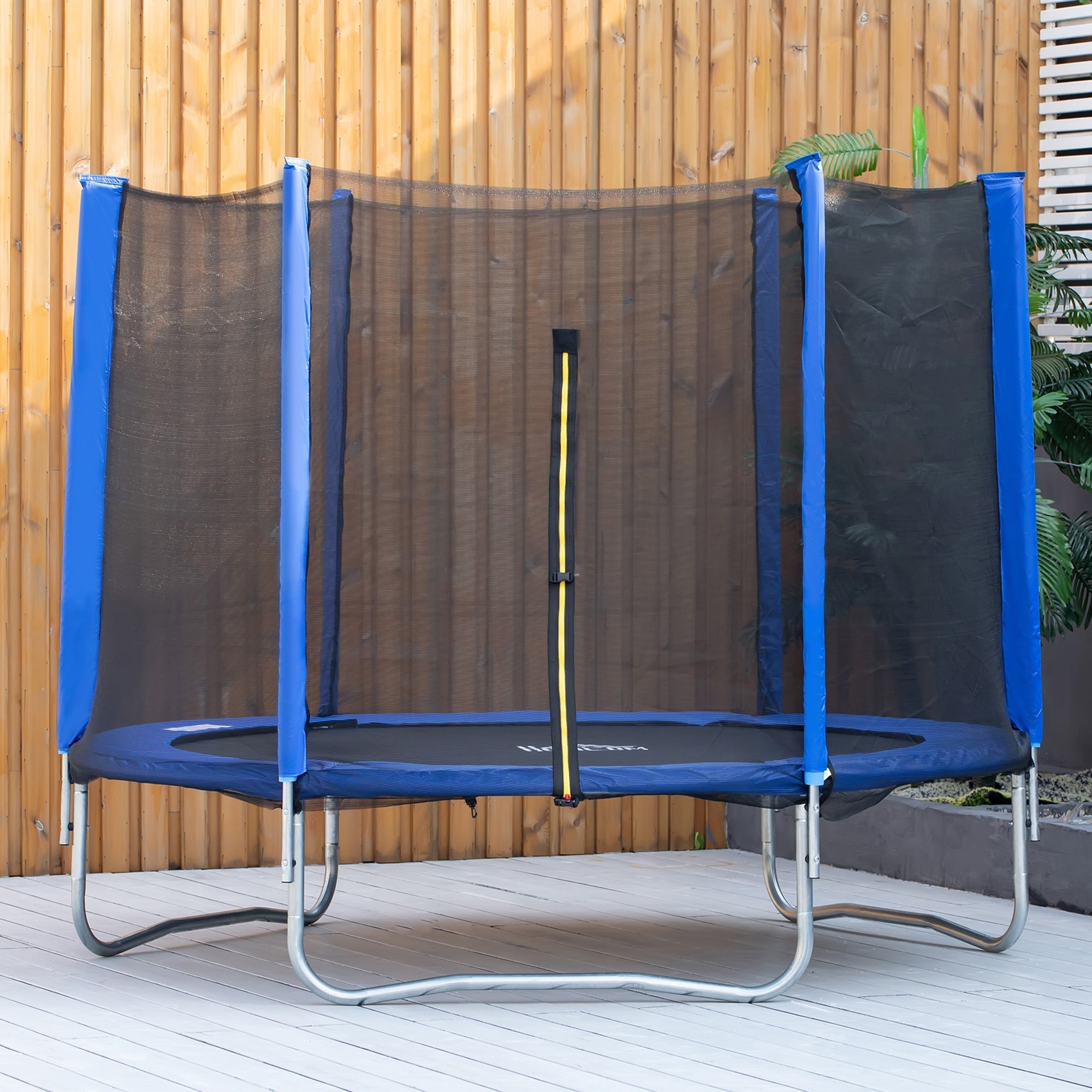 Homcom External elastic trampoline with safety network and padded poles for adults and children, 244x244x205cm - Borgè