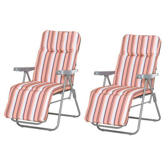 Outsunny Deck chair for Foreign Affairs 2 Pieces, Reclolable 5 positions with pillow, 60x75x102cm Grey Orange Grey - Borgè