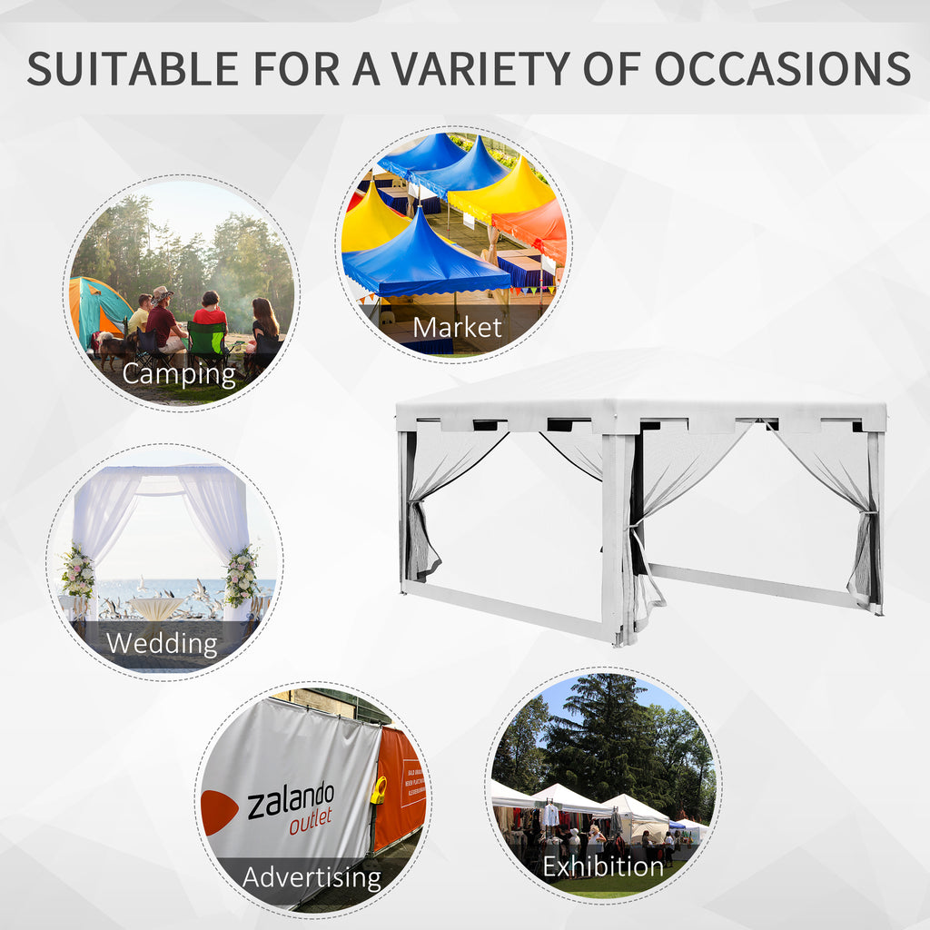 Outsunny Garden Gazebo 4x3 m folding with mosquito net and 2 inputs, in metal and PE, black and white - Borgè