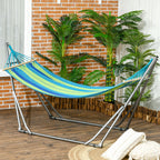 Folding Cotton and Steel Freestanding Hammock Stand, 270x100x94cm - Borge' Group Limited