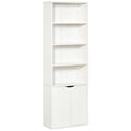 Homonda Modern Library 4 shelves with 2 wooden doors, 59x29x180cm, white - Borgè