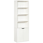 Homonda Modern Library 4 shelves with 2 wooden doors, 59x29x180cm, white - Borgè