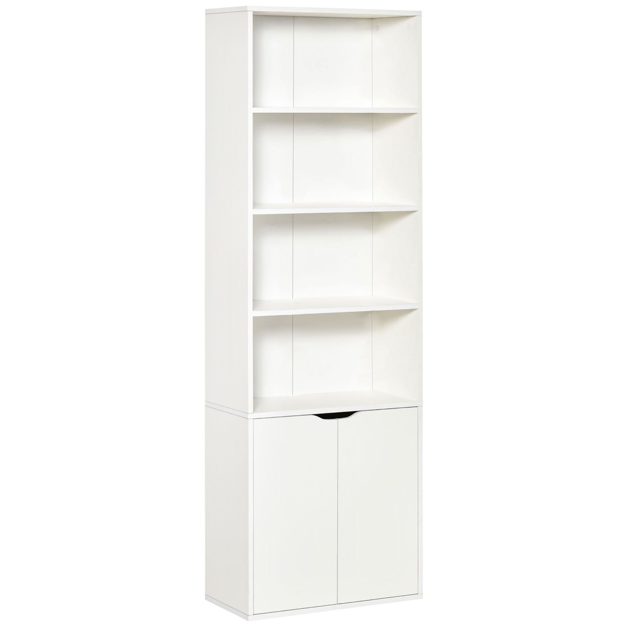 Homonda Modern Library 4 shelves with 2 wooden doors, 59x29x180cm, white - Borgè