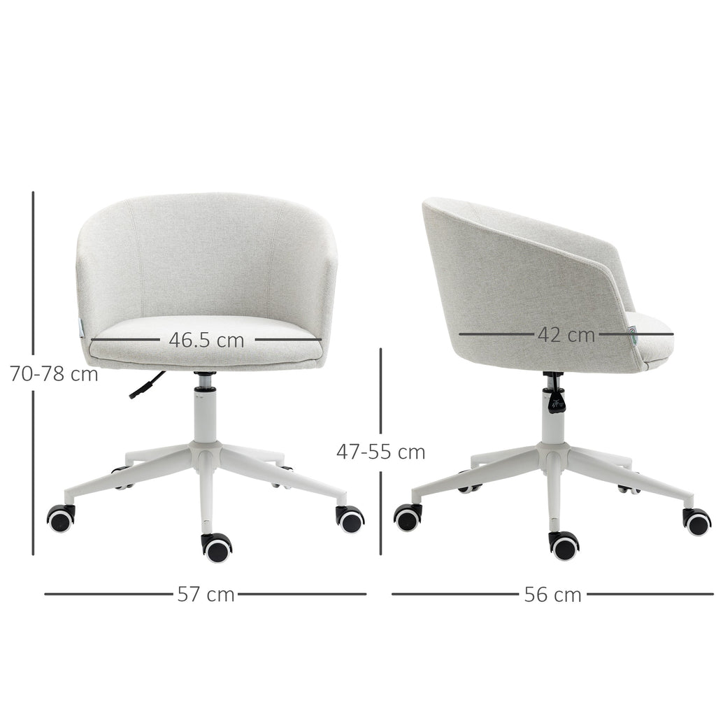 Vash office chair with adjustable height, wheels and swivel session in fabric, light Grey - Borgè