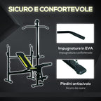Multifunction bench fitness station with adjustable backrest on 3 levels support legs and upper bar - black - Borgè