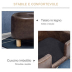 Pet Sofa, Removable Foam Padded Cushion, Small Medium Dog, Dark Brown 74x48. 5x31cm - Borge' Group Limited