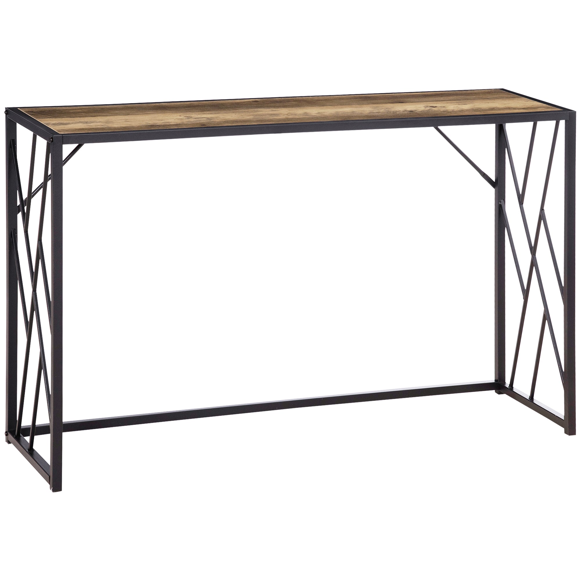 Table Industrial Steel and Wood Industrial Style, 120x35x75cm, Marrone - Borgè