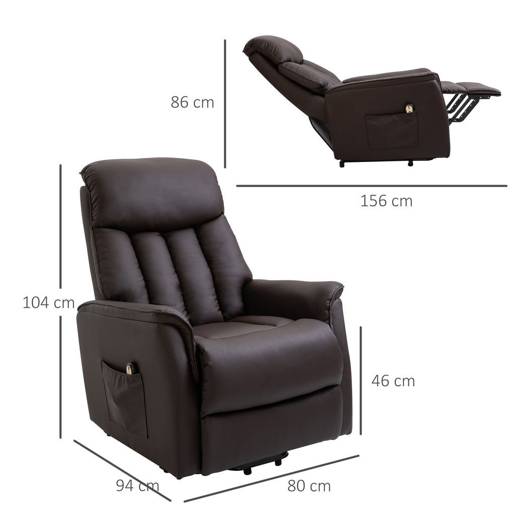 Reclinable Brown Armchair with Lift Assist, Footrest and remote control - Borgè