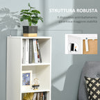 shelf bookcase with 3 shelves and 1 wooden locker, 40x30x129.5cm - white - Borgè