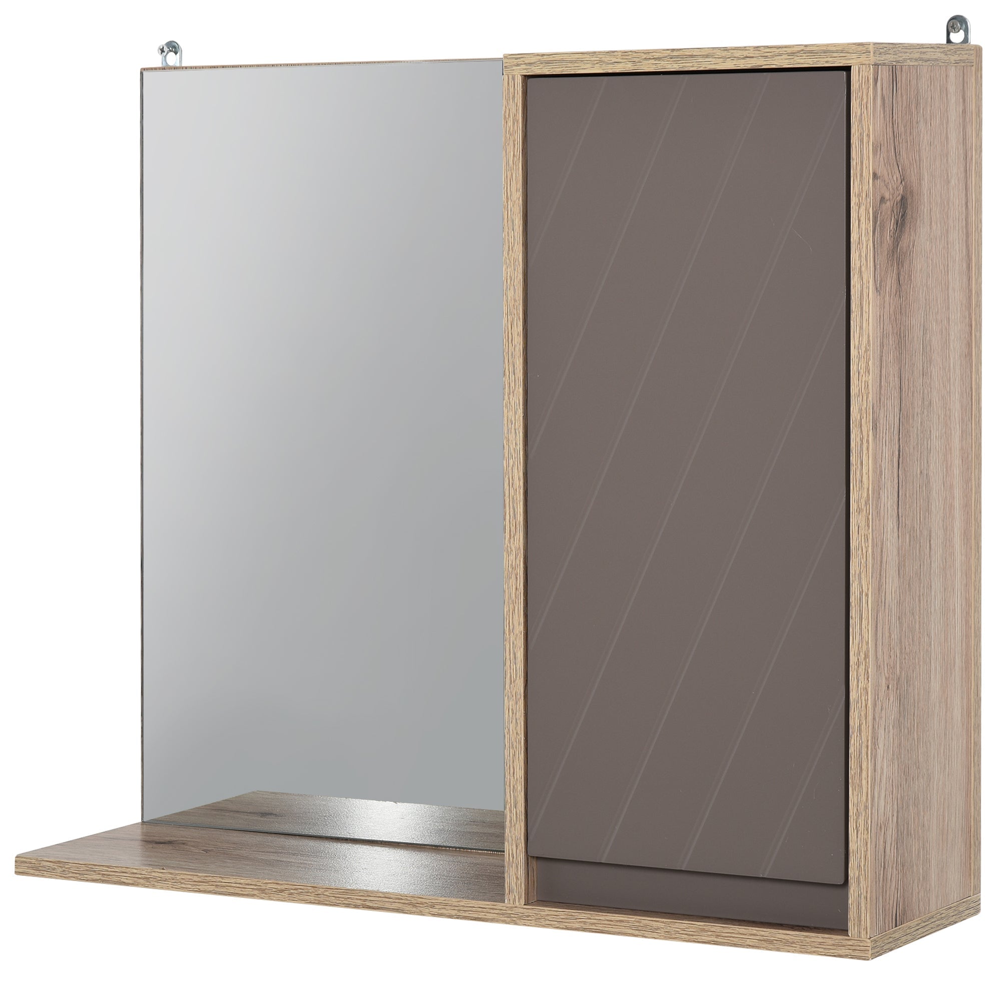 Bathroom Wall Cardboard with Grey mirror and oak door - Borgè