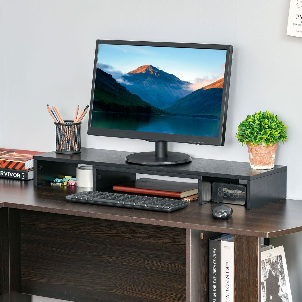 MDF monitor support with length and angle adjustable laptop, PC, printers and TV, 80-117x23.5x10cm, black - Borgè