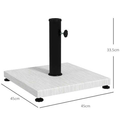 Outsunny base for 25kg metal and concrete umbrella with wood effect, 45x45x33.5cm, white - Borgè