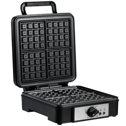 Waffle machine with non -stick plates and adjustable temperature, 1200w, black