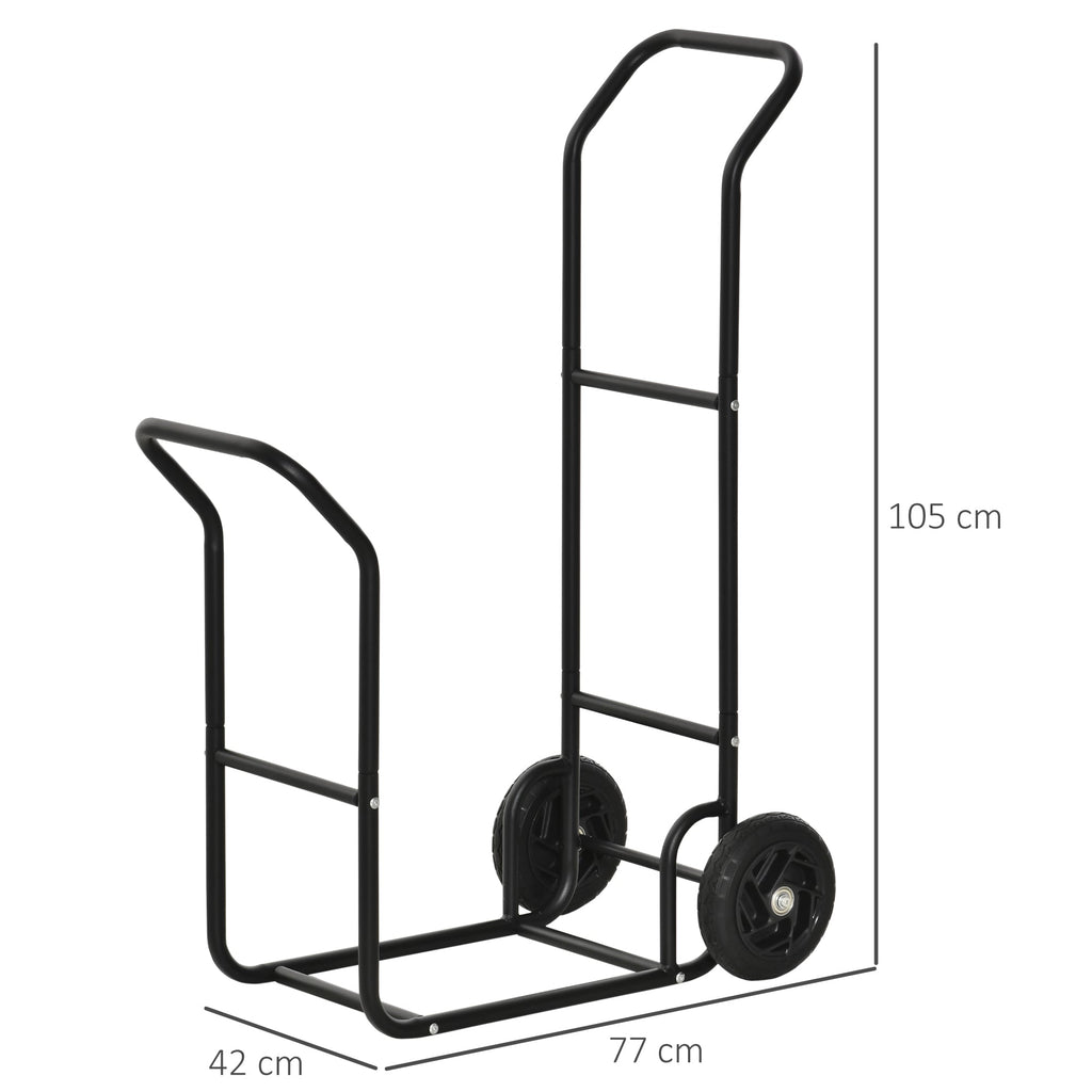 Outsunny steel portal cart with 2 wheels for interior and outdoor, 77x42x105cm, black - Borgè