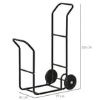 Outsunny steel portal cart with 2 wheels for interior and outdoor, 77x42x105cm, black - Borgè