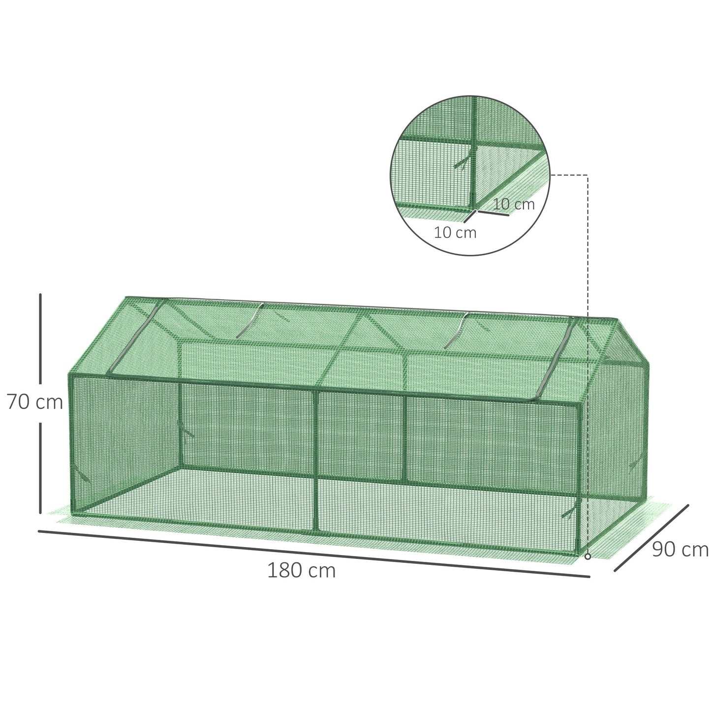 Small greenhouse outsunny for garden and balcony with windows and covers in PE, 180x90x70cm, green - Borgè