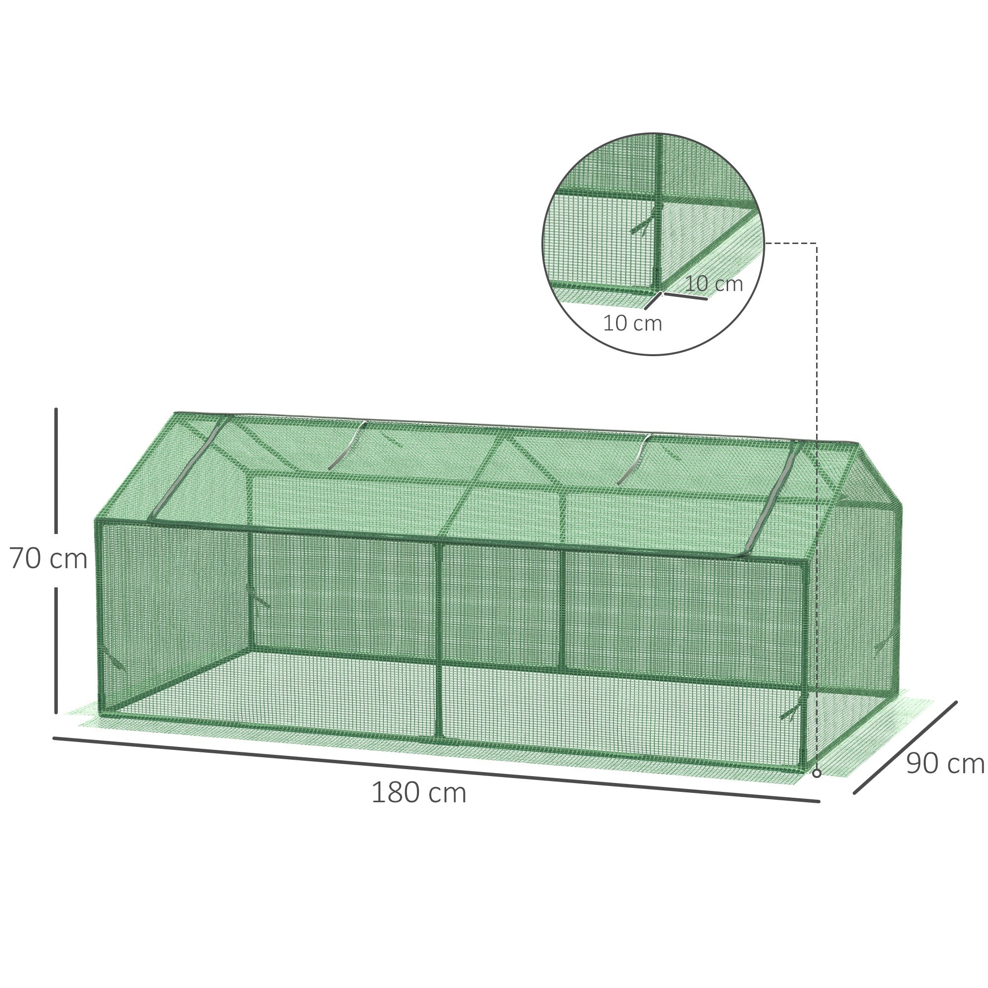 Small Greenhouse for Garden and Balcony with Windows and PE Cover, 180x90x70cm, Green - Borge' Group Limited