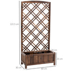Outsunny Outdoor Fioriera with wooden grill for climbing plants, 60x30x122.5 cm, brown - Borgè