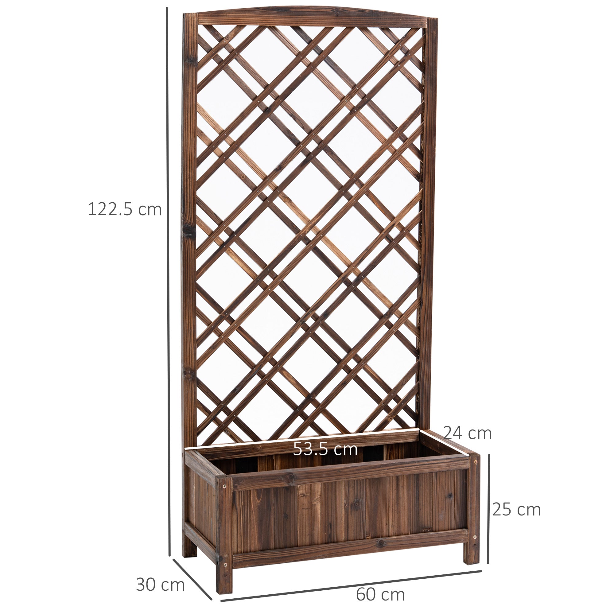 Outsunny Outdoor Fioriera with wooden grill for climbing plants, 60x30x122.5 cm, brown - Borgè
