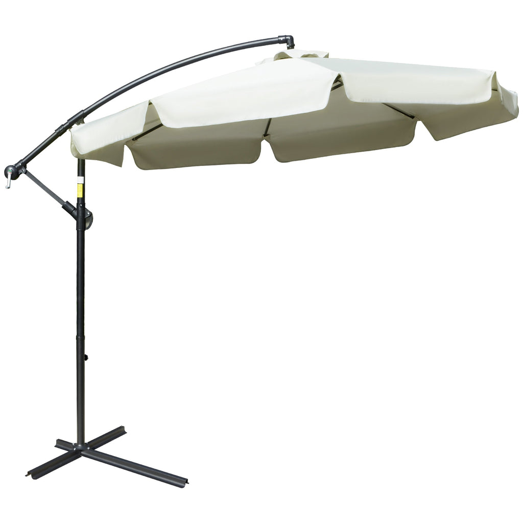 Garden Umbrella with Metal and Polyester Arm and Crank Opening, Ø2.7x2.7 m, Beige - Borge' Group Limited