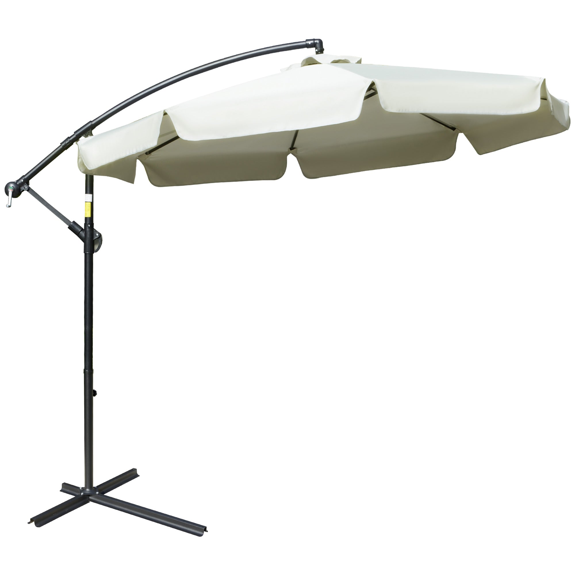 Garden Umbrella with Metal and Polyester Arm and Crank Opening, Ø2.7x2.7 m, Beige - Borge' Group Limited