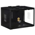 Terrarium for Tortoises and Reptiles with Thermometer 18-34℃, 60x40x40.5 cm, Black - Borge' Group Limited