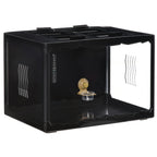 Terrarium for Tortoises and Reptiles with Thermometer 18-34℃, 60x40x40.5 cm, Black - Borge' Group Limited