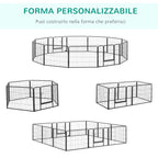 Dog and Puppy Playpen with 12 Modular Panels and 2 Entrances, 80x1.5x60cm - Borge' Group Limited