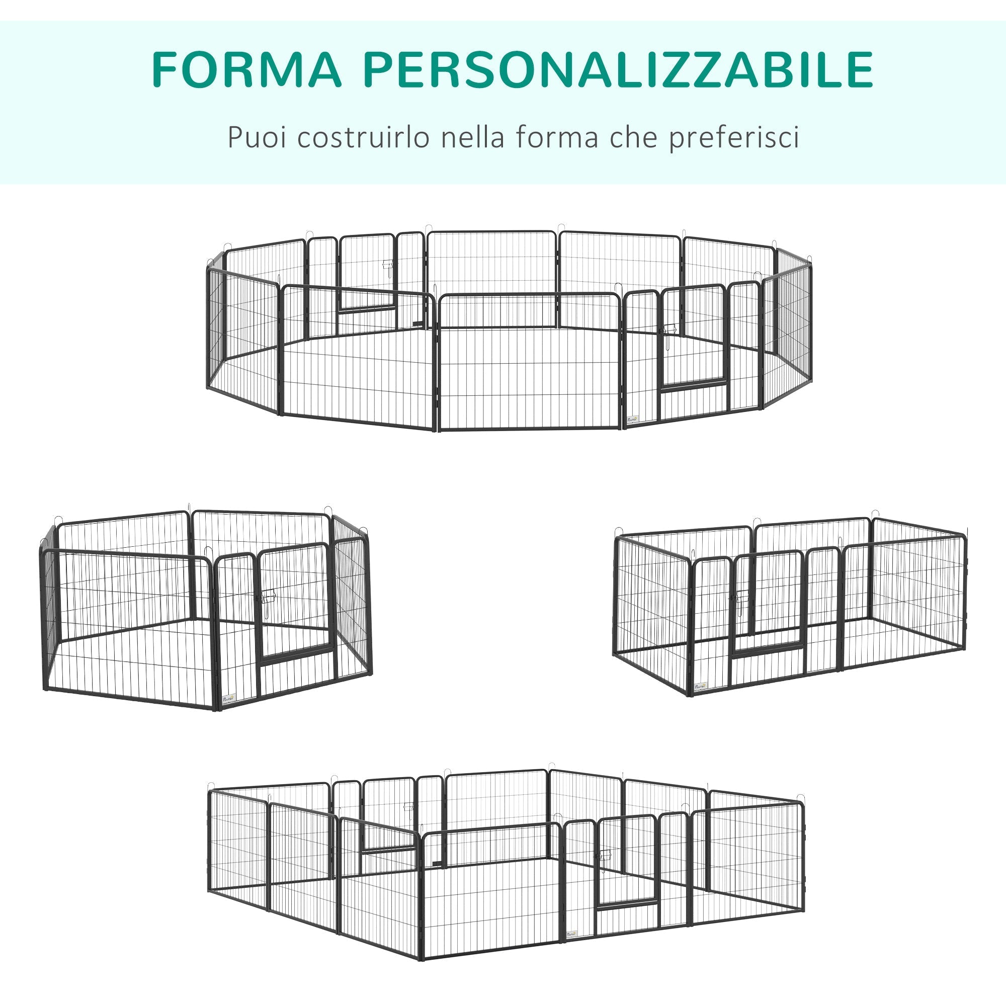 Dog and Puppy Playpen with 12 Modular Panels and 2 Entrances, 80x1.5x60cm - Borge' Group Limited