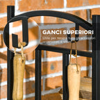 Outsunny outdoor portal and interior at 3 levels separable metal with tools, black hooks - Borgè