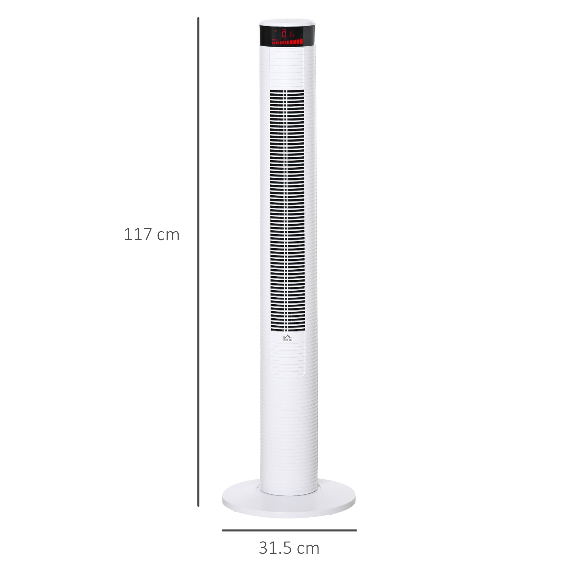 White Tower fan with 3 speeds and 4 modes, 12h timer, led panel and remote control - Borgè