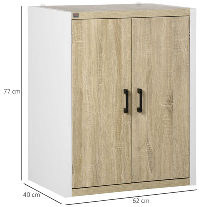 Multiuse cabinet for entrance and living room, 2 doors 2 doors with adjustable shelf in MDF, 62x40x77cm, white and wood - Borgè