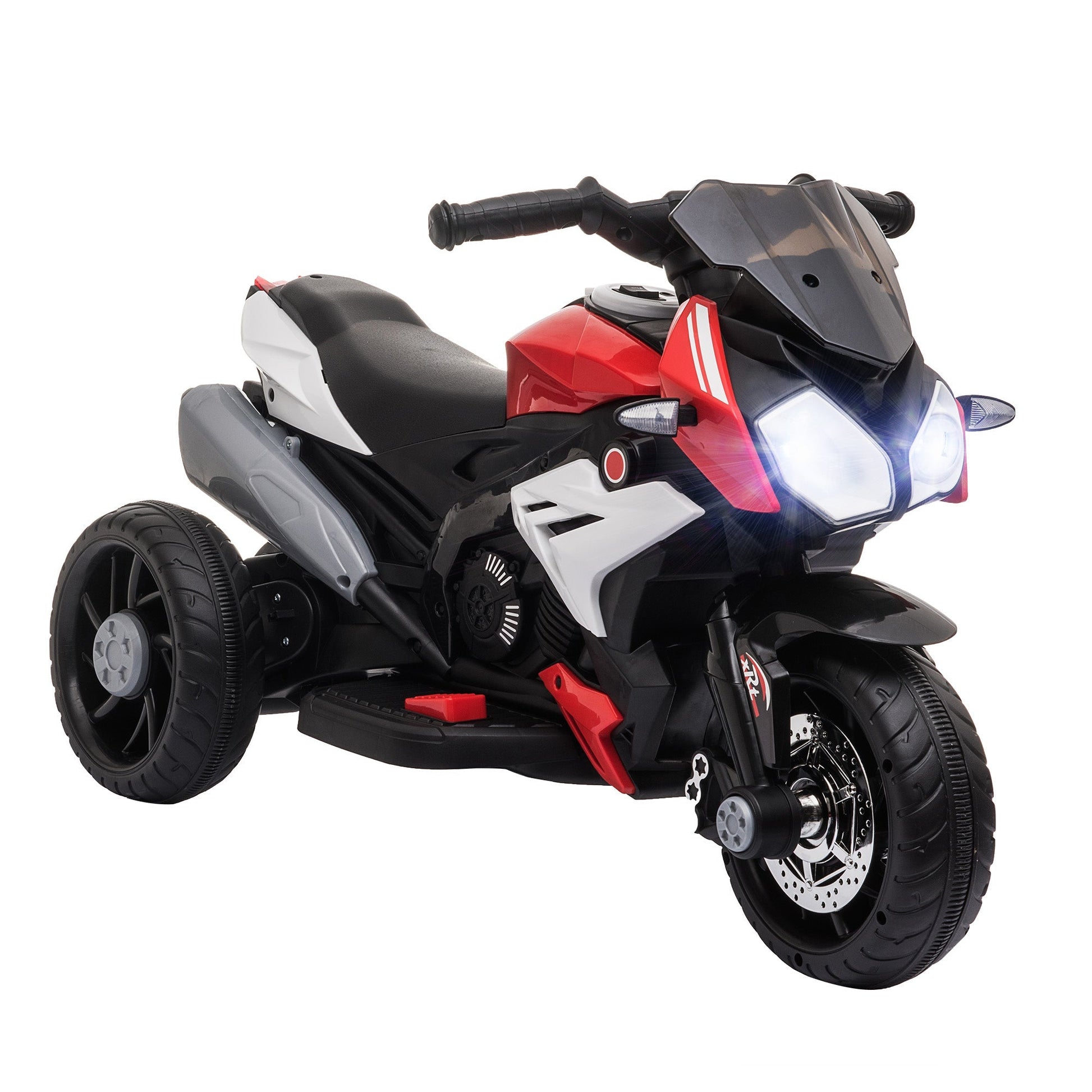 electric motorcycle for children 3-5 years max. 25kg with lights, music, 6v battery and 3km/h speed, 86cmx42cmx52cm red - Borgè