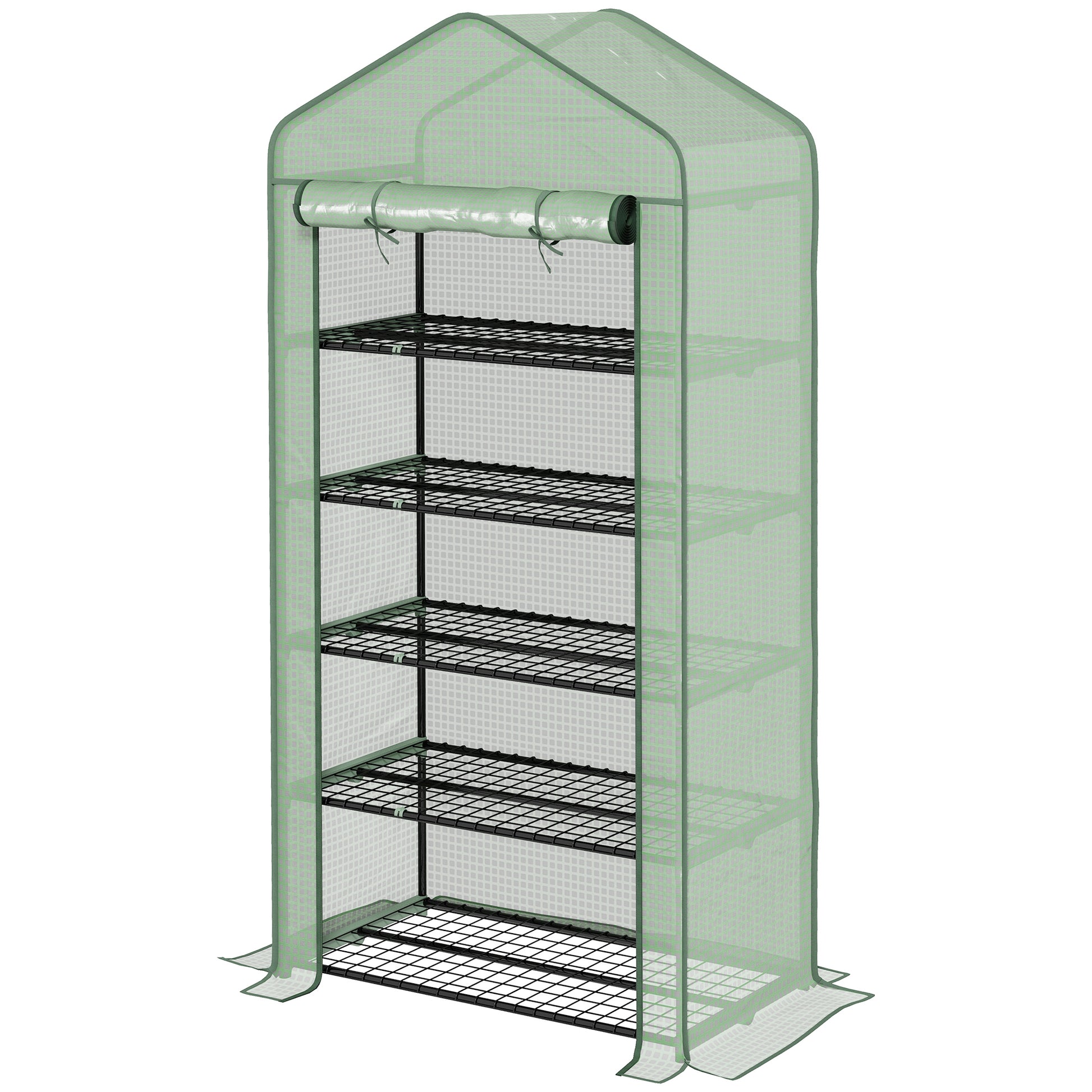 Outsunny Serra A Casetta at 5 -level with roller -up entrance, in steel and polyethylene, 90x49x193 cm, green - Borgè