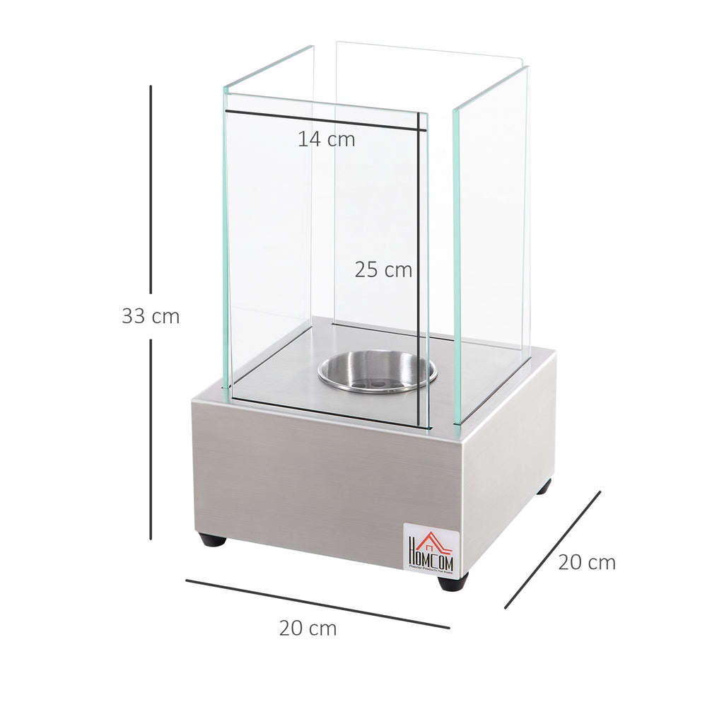 Homcom Biocamino in steel and glass for interior and exterior - gray - Borgè