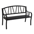 Waterproof Black Metal Garden Bench, 2-Seater Iron Outdoor Bench, 128x56x86cm - Borge' Group Limited