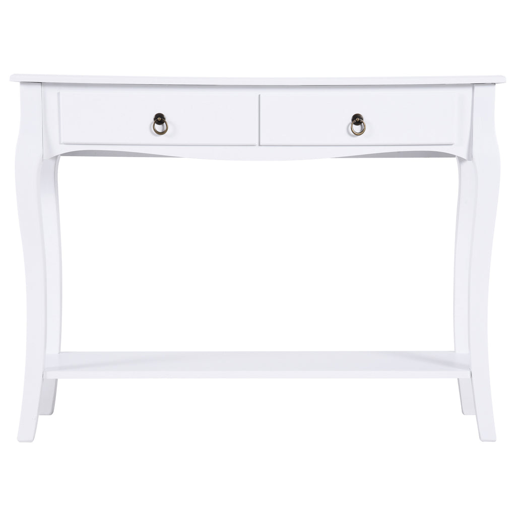 Homcom Cabinet Table Modern Entry Consolidation With 2 Casa Wooden Drawers 100 Ã— 33 Ã— 75cm White - Borgè