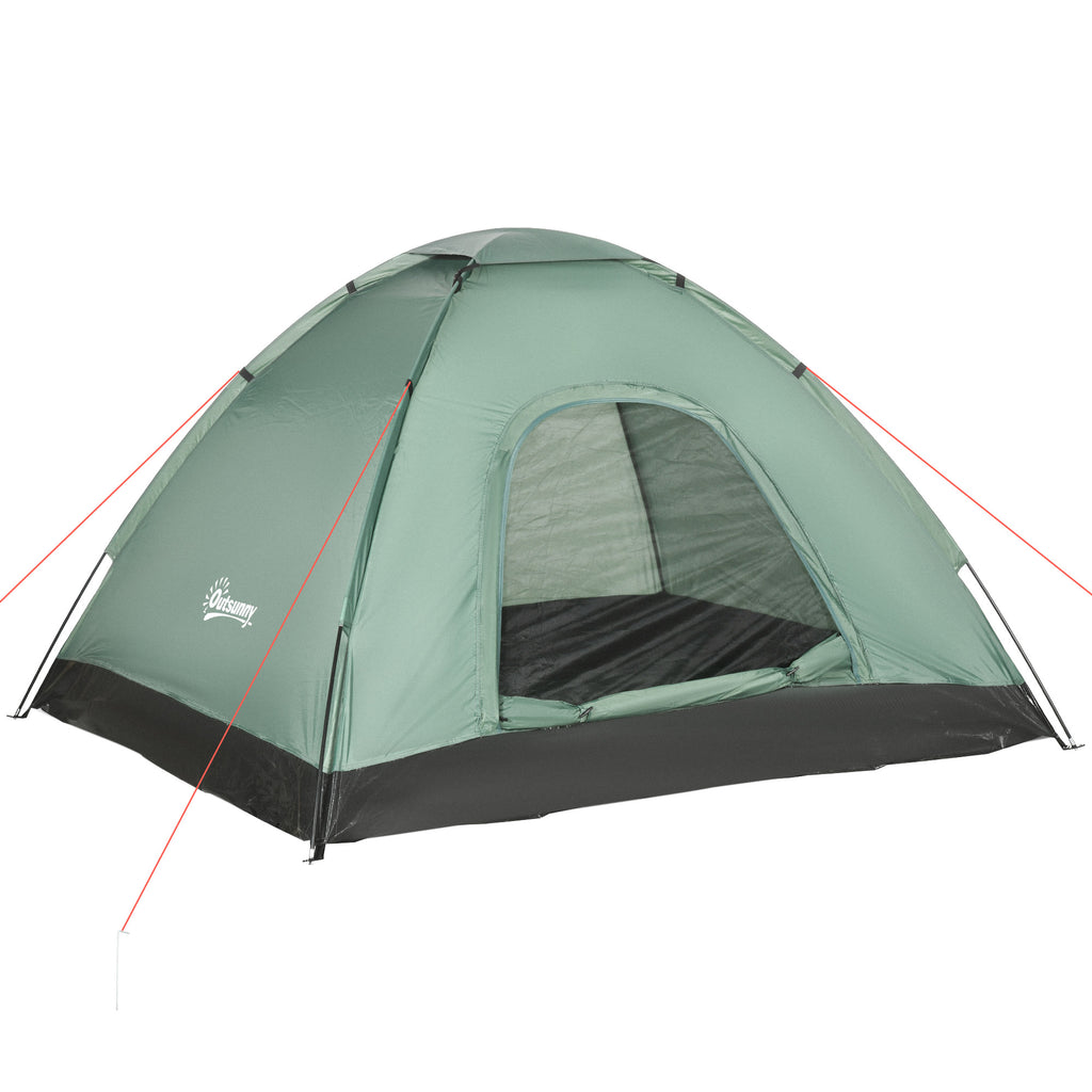 Outsunny 2 -seater camping curtain with hinge door, mosquito net and transport bag, 206x185x120cm, green - Borgè