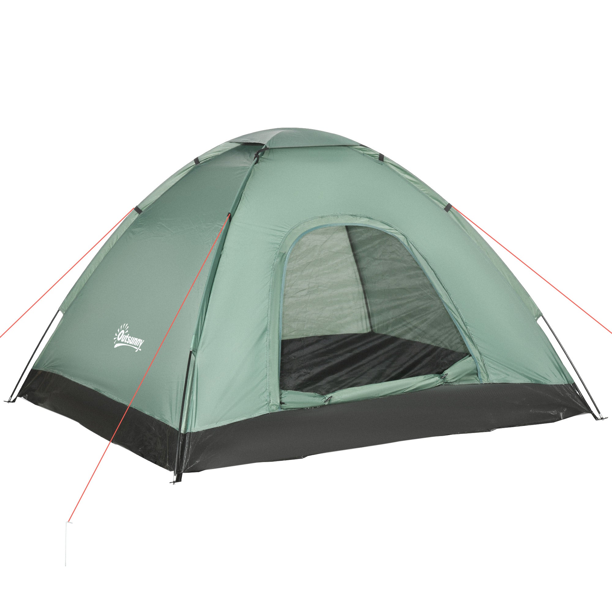 Outsunny 2 -seater camping curtain with hinge door, mosquito net and transport bag, 206x185x120cm, green - Borgè