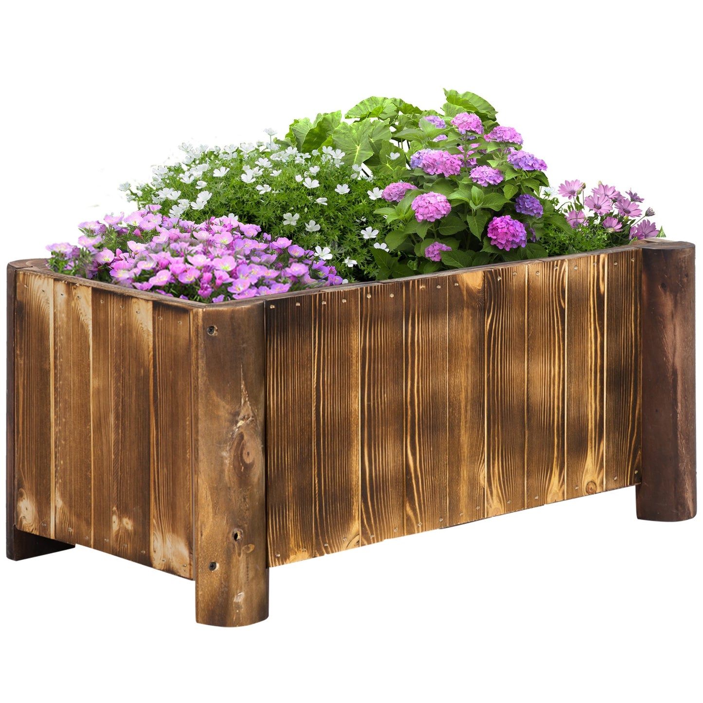 Outsunny Rectangular Box Fioriera for fir wood plants, 70x35x30cm - Borgè