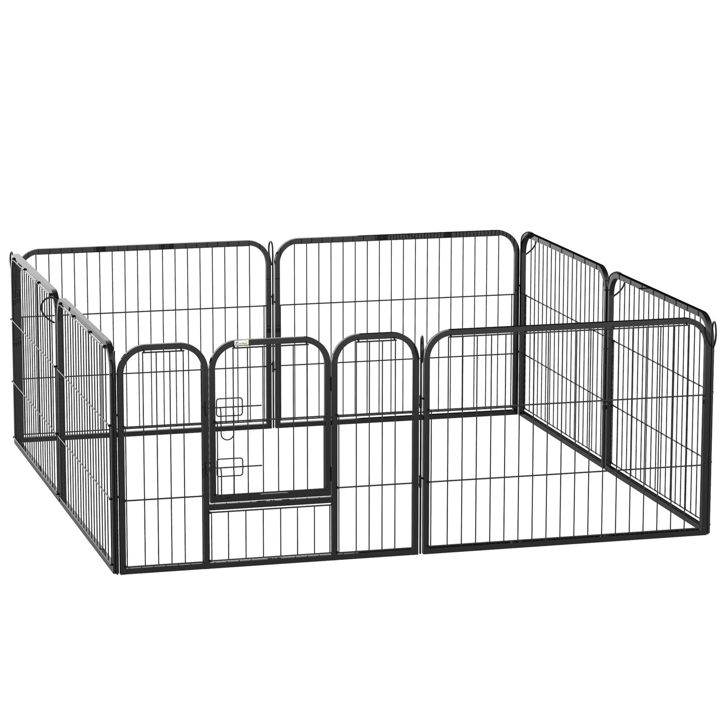 PAWHUT Fence for 8 -piece dogs modular for interior and outdoor, in steel, 80x60 cm, black - Borgè