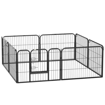 PAWHUT Fence for 8 -piece dogs modular for interior and outdoor, in steel, 80x60 cm, black - Borgè