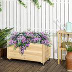 Outsunny garden flock with drainage hole and wheels, in fir wood, 89x48x47 cm - Borgè