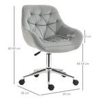 Vicetto swivel ergonomic office chair with adjustable height and wheels, velvet coating - Grey - Borgè
