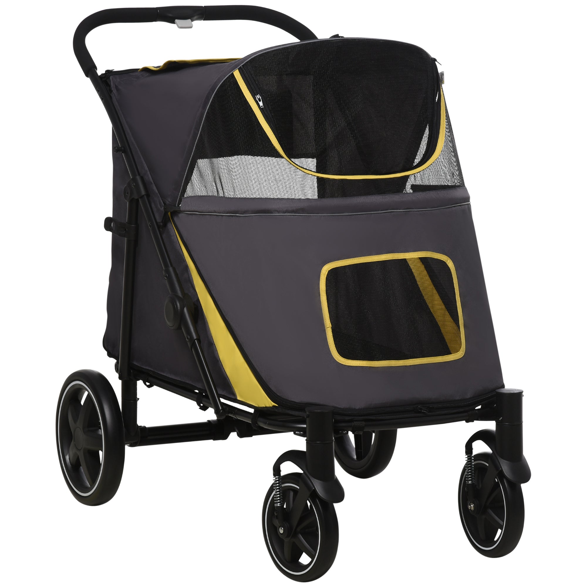 Folding Dog Stroller for Medium Dogs with Zippered Entrances and Mesh Windows, 112x65x100 cm - Borge' Group Limited