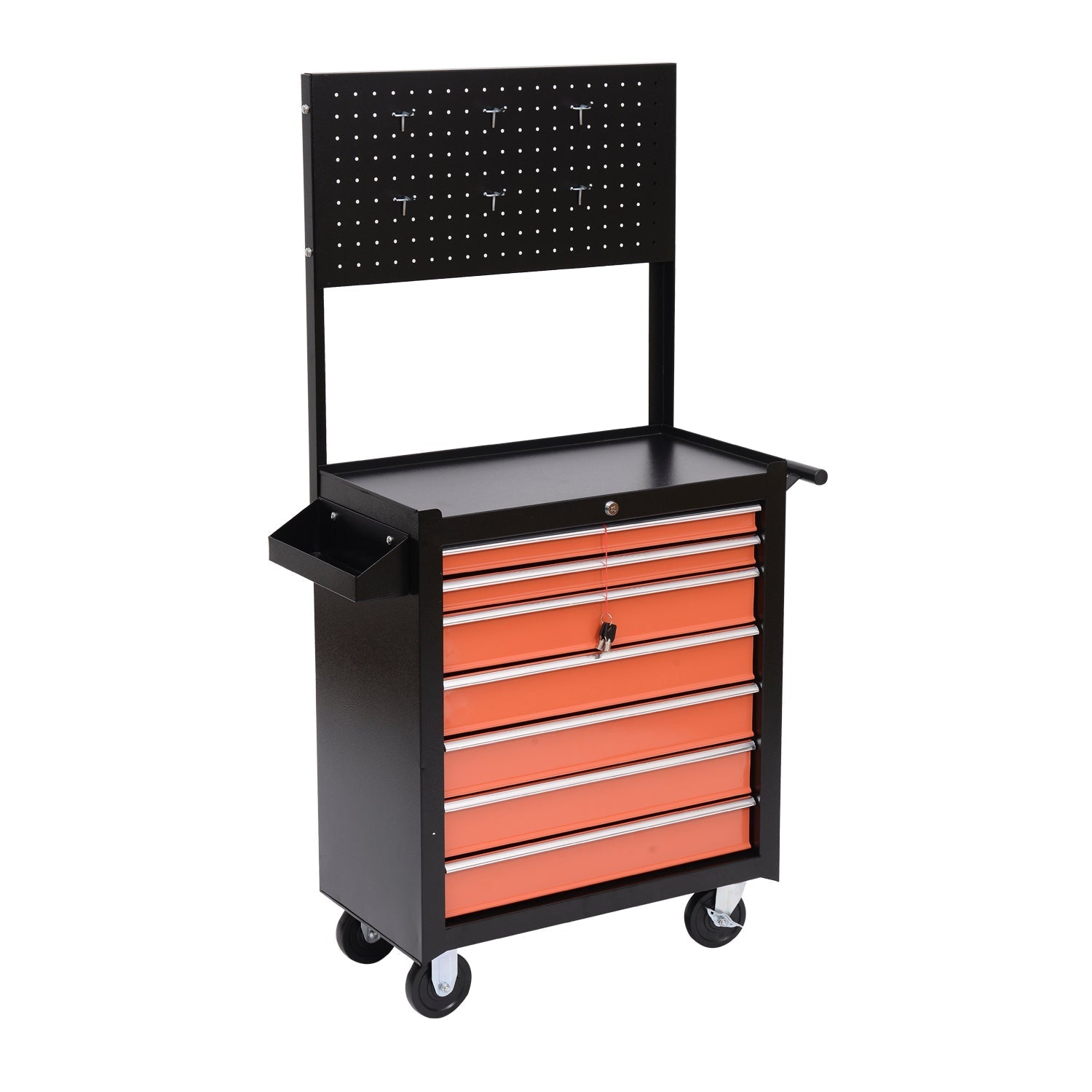 Homcom Tools Trolley Tools with chest of drawers, black and orange, 61.5x33x76cm - Borgè