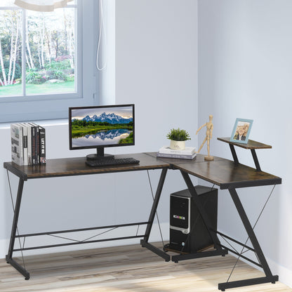 Reversible angular desk for computer and PCs in industrial style, for office or room, in wood 155x115x91.5cm - Borgè