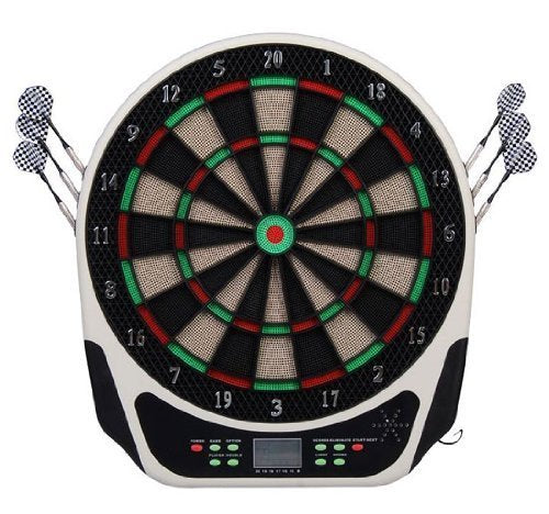 Electronic Plastic Dartboard with 6 Darts, Sound and Visual Effects, 44 x 50 x 3.2cm, Black - Borge' Group Limited