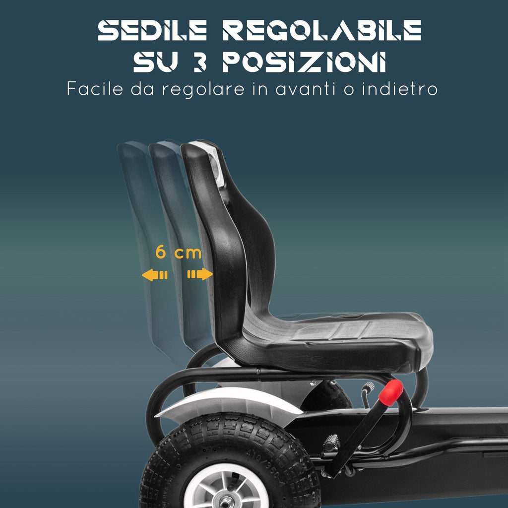 Homcom Go Kart with children for children 5-12 years in plastic and metal with adjustable seat and handbrake, 121x58x61 cm - Borgè